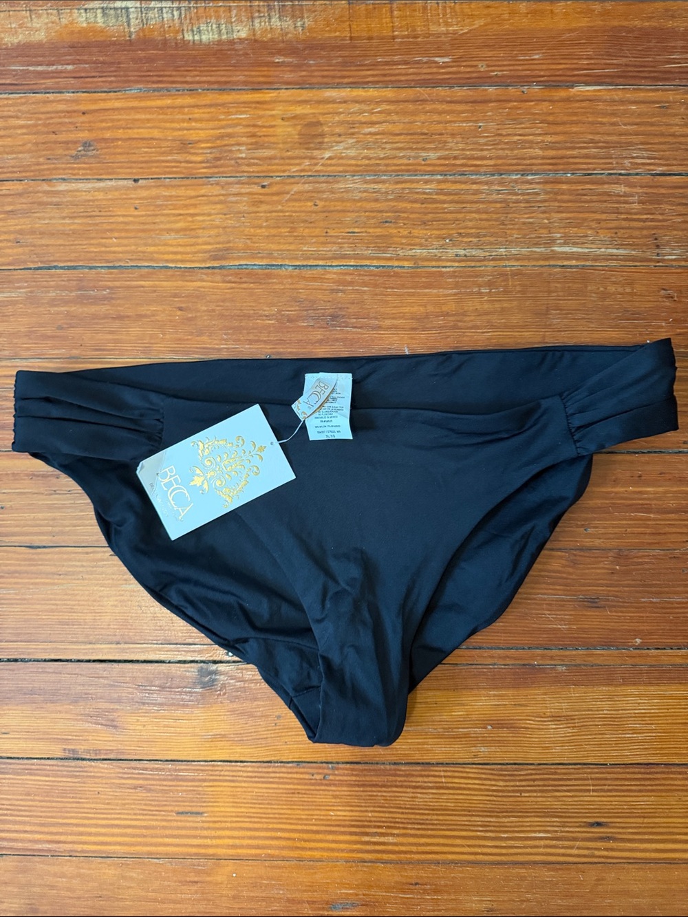 NWT BECCA Black Ruched Side Bikini Bottom SZ XL